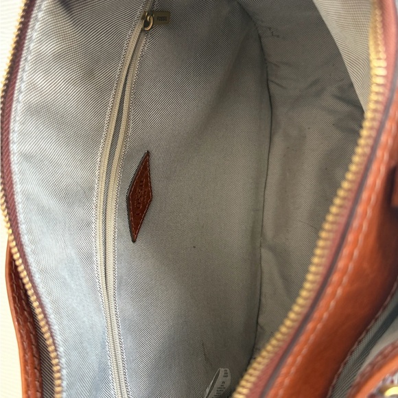 Fossil Brown Leather Crossbody Bag with Gold Key Charm - Picture 4 of 5